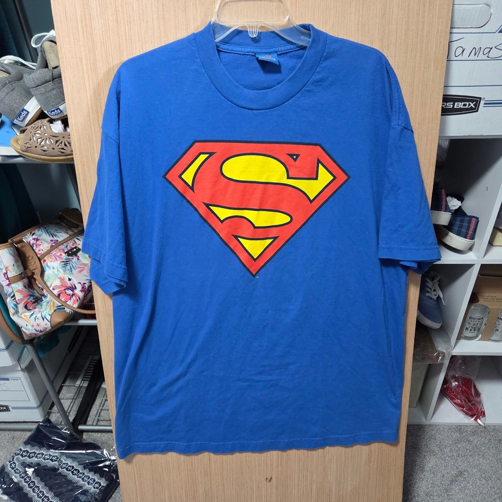 Vintage Superman DC Comics Blue T-Shirt Graphic‎ Tee 90s Style Retro